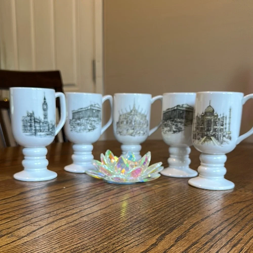 Kayson White Architectural Design Pedestal 5 Mugs Set vintage 1960’s - Picture 9 of 9